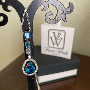 Victoria Wieck Sterling Silver Pear Cut Ombré Gemstone & Zircon Pendant